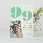 Retro Gradient voor hem Foto 99e verjaardag Kaart (Staand voorkant)