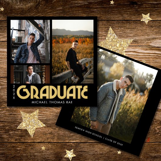 Retro Graduate Multi Photo Kaart
