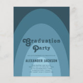 Retro Graduation Party Blue Budget Flyer (Voorkant)