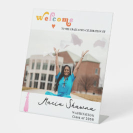 Retro Graduation Party Class of 2024 Welkomstbord Reclamebord Met Voetstuk