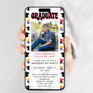 Retro Graduation Party Digitale Editie Kaart