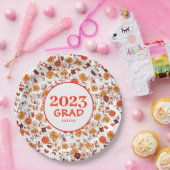 Retro Graduation Party Floral Papieren Bordje (Feest)