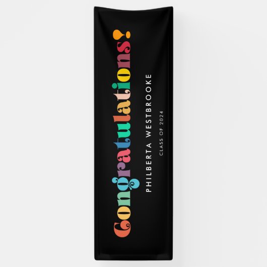 retro Graduation party Gefeliciteerd Spandoek (Verticaal)