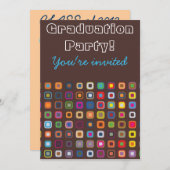 Retro Graduation Party Invitation () Kaart (Voorkant / Achterkant)
