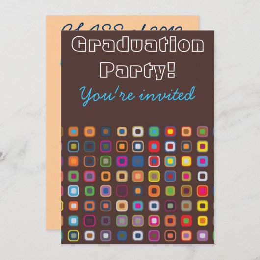 Retro Graduation Party Invitation () Kaart (Voorkant / Achterkant)