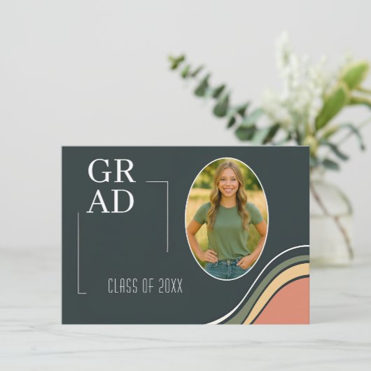 Retro Graduation Party Invitation Kaart (Staand voorkant)