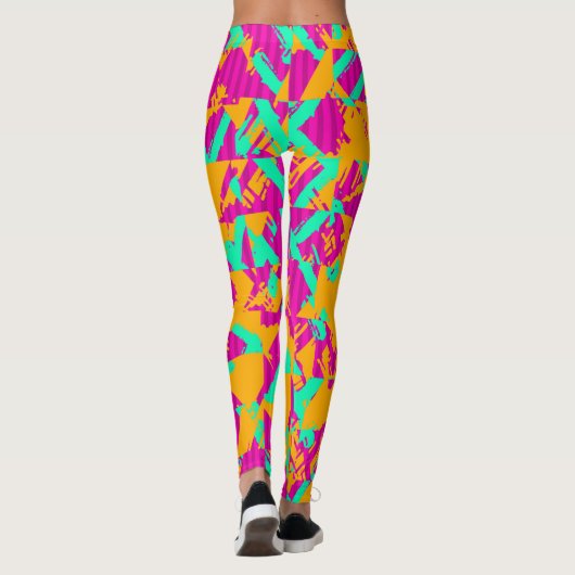 Retro Graffiti Clash Leggings – jaren 80 Neon Stre (Achterkant)