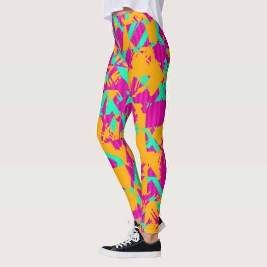 Retro Graffiti Clash Leggings – jaren 80 Neon Stre (Links)