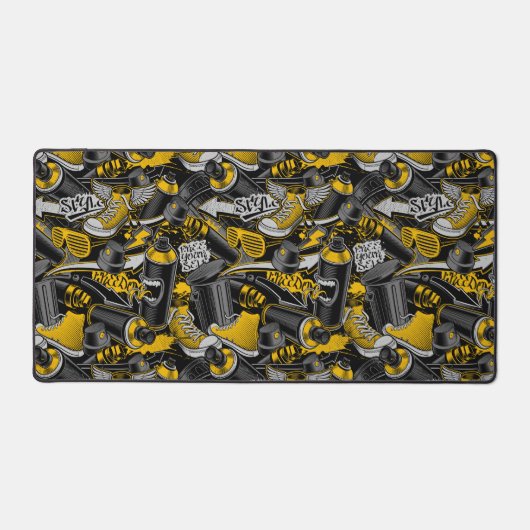 Retro Graffiti Stadspatroon Bureaumat (Voorkant)