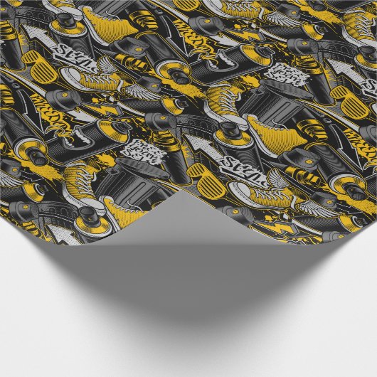 Retro Graffiti Stadspatroon Cadeaupapier (Hoek)