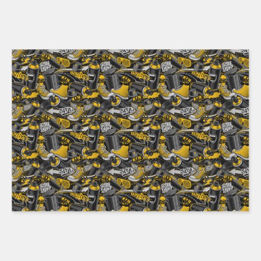 Retro Graffiti Stadspatroon Inpakpapier Vel (Voorkant 3)