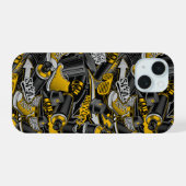 Retro Graffiti Stadspatroon iPhone 15 Case (Achterkant horizontaal)