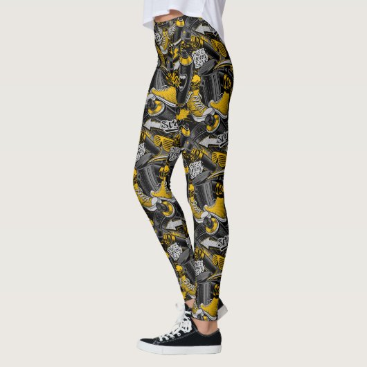 Retro Graffiti Stadspatroon Leggings (Links)