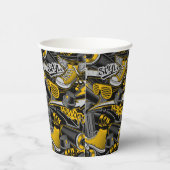 Retro Graffiti Stadspatroon Papieren Bekers (Rechts)