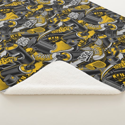 Retro Graffiti Stadspatroon Sherpa Deken (3/4)