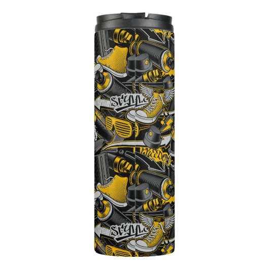 Retro Graffiti Stadspatroon Thermosbeker (Achterkant)