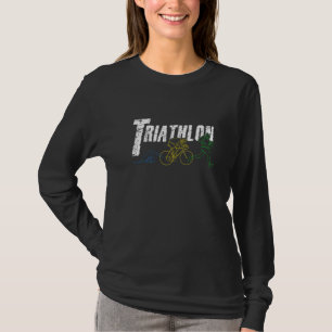 Retro Grafisch Hardlopen Fietsen Zwemmen Triatlon T-shirt