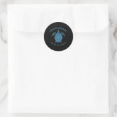 Retro grafische afbeelding van zeeschildpad van de ronde sticker (Tas)