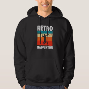 Retro Grafische Badmintonspeler Shuttle Cock Spele Hoodie