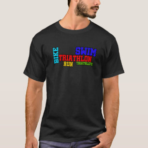 Retro Grafische Hardlopen Fietsen Zwemmen Triatlon T-shirt