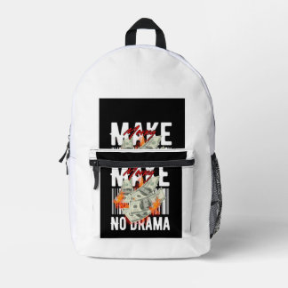 Retro Grafische Rugzak 'Make No Drama'