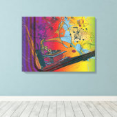 Retro grammofoon op regenboog gewikkeld canvas pri (Insitu (Houten vloer))