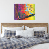 Retro grammofoon op regenboog gewikkeld canvas pri (Insitu (Slaapkamer))