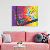 Retro grammofoon op regenboog gewikkeld canvas pri afdruk (Insitu (Woonkamer))