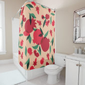 Retro granaatappel fruitbladeren botanisch douchegordijn (In situ)