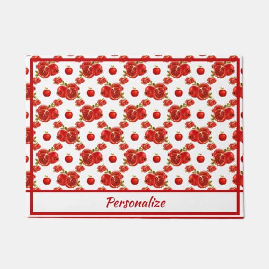Retro Granaatappel Rood Fruit Boomgaard Patroon Deurmat (Voorkant)