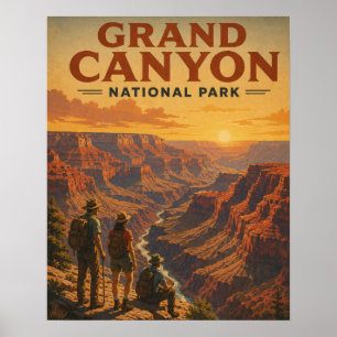 Retro Grand Canyon National Park WPA-stijl Wandelp Poster