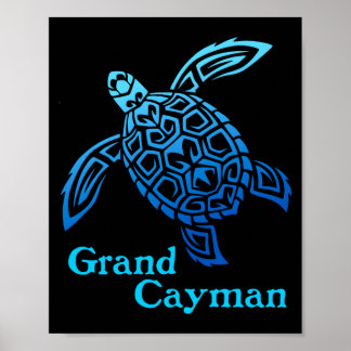 Retro Grand Cayman-eilanden zeeschildpad tribal Poster