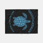 Retro Grand Cayman Islands Sea Turtle Graphic Vint Fleece Deken (Voorkant (Horizontaal))