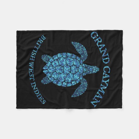Retro Grand Cayman Islands Sea Turtle Graphic Vint Fleece Deken (Voorkant (Horizontaal))