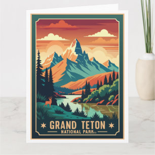 Retro Grand Teton Hike Sunset T-shirt Kaart