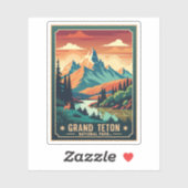 Retro Grand Teton Hike Sunset T-shirt Sticker (Vel)