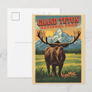 Retro Grand Teton National Park Wyoming vintage Feestdagenkaart