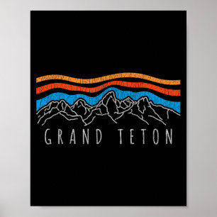 Retro Grand Teton National Park Wyoming vintage Poster
