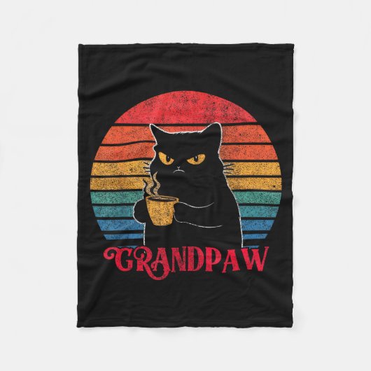 Retro Grandpaw Funny Sarcastic Cat Lover Quote Gra Fleece Deken (Voorkant)
