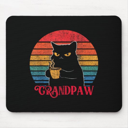 Retro Grandpaw Funny Sarcastic Cat Lover Quote Gra Muismat (Voorkant)