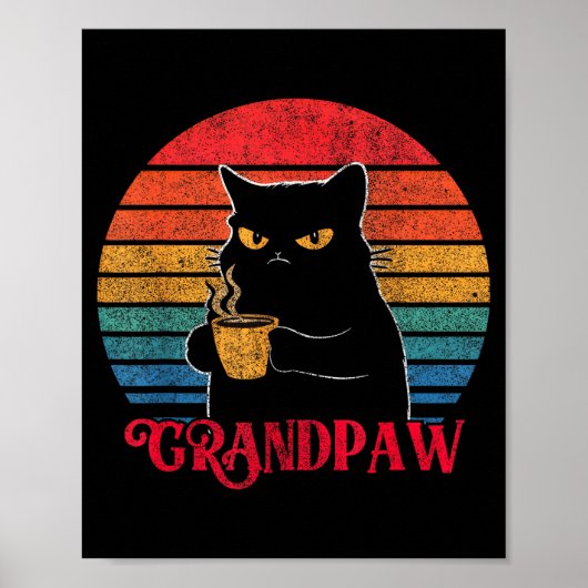 Retro Grandpaw Funny Sarcastic Cat Lover Quote Gra Poster (Voorkant)
