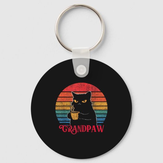 Retro Grandpaw Funny Sarcastic Cat Lover Quote Gra Sleutelhanger (Voorkant)