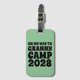 Retro Granny Camp tekst Bagagelabel