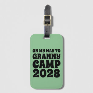 Retro Granny Camp tekst Bagagelabel