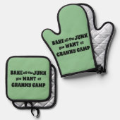 Retro Granny Camp tekst Ovenwant & Pannenlap Set (Voorkant / Achterkant)