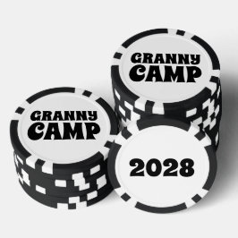 Retro Granny Camp tekst Poker Chips