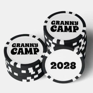 Retro Granny Camp tekst Poker Chips