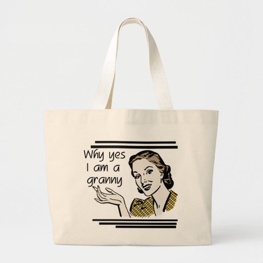 Retro Granny T-shirts en cadeaus Grote Tote Bag (Voorkant)