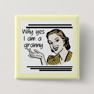 Retro Granny T-shirts en cadeaus Vierkante Button 5,1 Cm