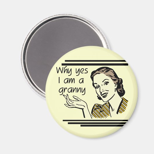Retro Granny T-shirts en geschenken Magneet (Voorkant / Achterkant)